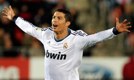 Real Madrid's Cristiano Ronaldo celebrates his second goal against Mallorca in La Liga