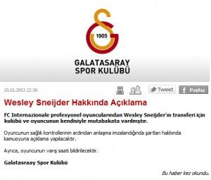 Galatasaray annuncio Sneijder