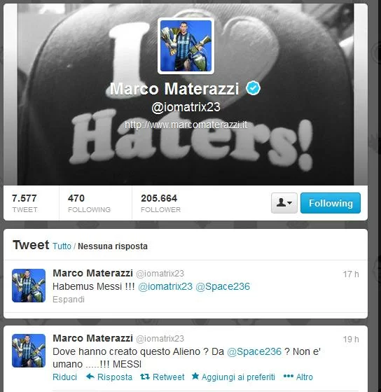 FOTO – Materazzi punge il Milan su <i>Twitter</i>: ecco il suo messaggio dopo la sconfitta con il Barça