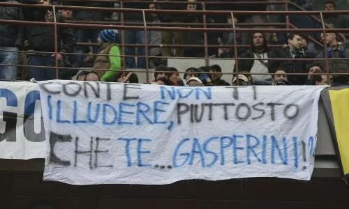 Striscione Conte Inter-Juve