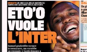 Prima pagina Samuel Eto'o Inter