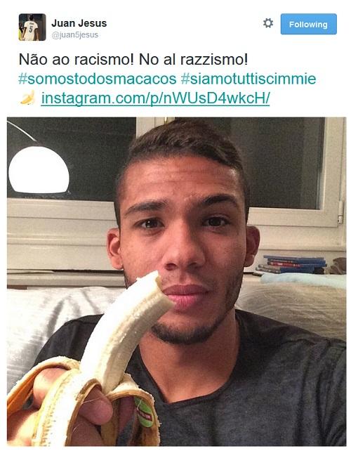 Juan Jesus Twitter siamo tutti scimmie