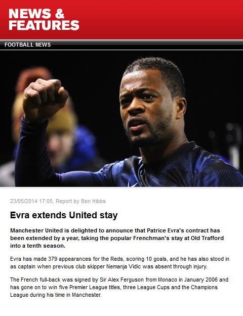 Man Utd rinnovo Evra