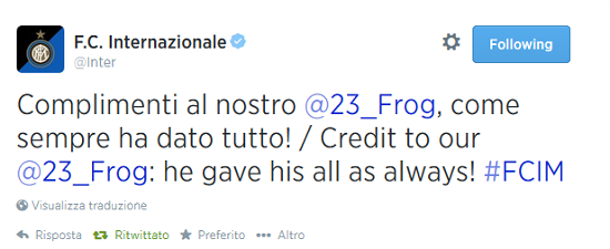 Tweet Inter Ranocchia