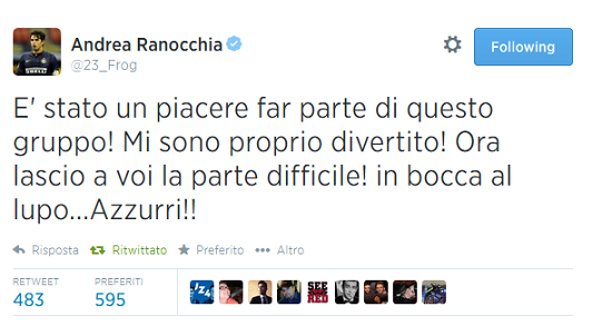 Tweet Ranocchia Italia