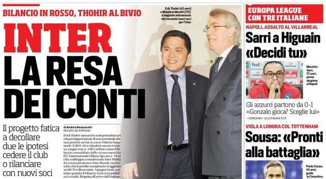 RASSEGNA STAMPA – CdS: “Inter, la resa dei conti. Thohir al bivio della gestione”
