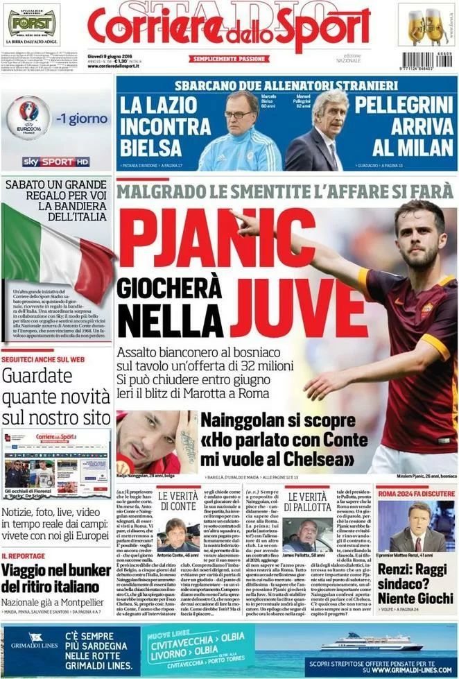 RASSEGNA STAMPA – CdS: “Pjanic giocherà nella Juve”