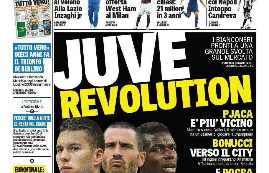 RASSEGNA STAMPA – GdS: “Rivoluzione Juve, intoppo Candreva per il Napoli”