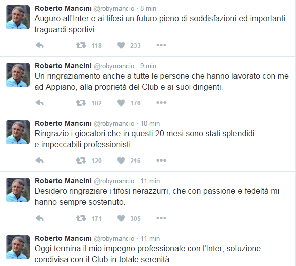 Parole addio Mancio