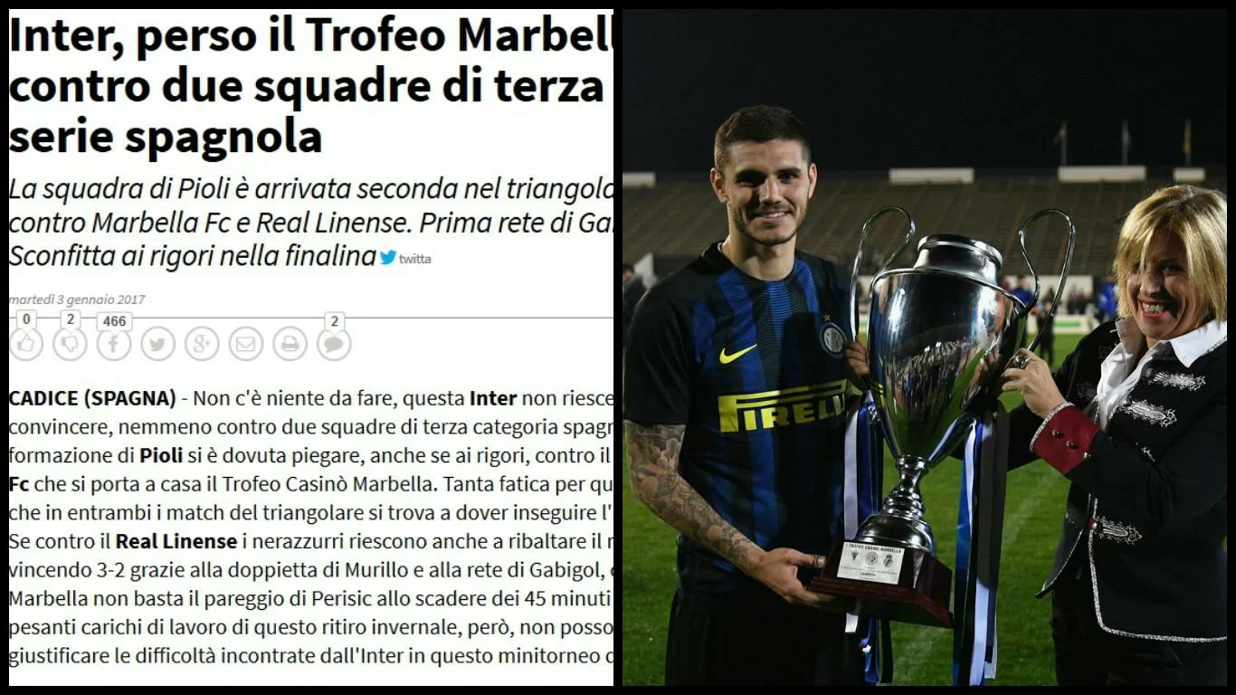 TuttoSport, che gaffe! “La solita Inter perde il trofeo Marbella”. Ma i nerazzurri hanno vinto