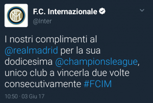 tweet inter real madrid