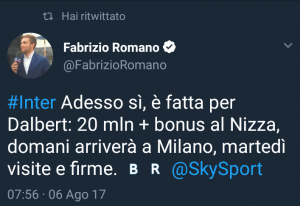 dalbert inter tweet romano