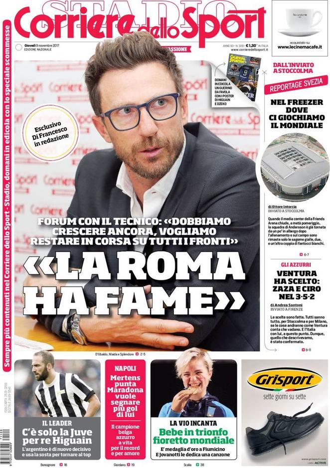 rassegna stampa corriere dello sport 9 novembre