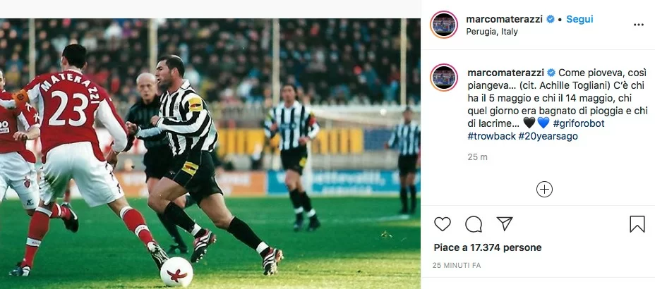Materazzi punge la Juve: “Come pioveva così piangeva!”