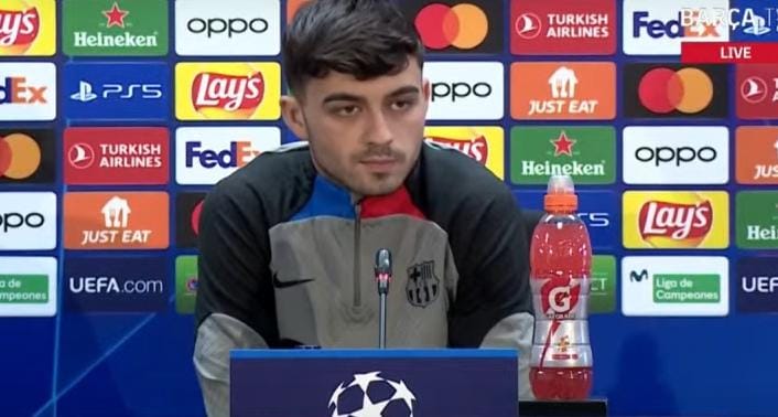 Pedri conferenza stampa Barcellona Inter