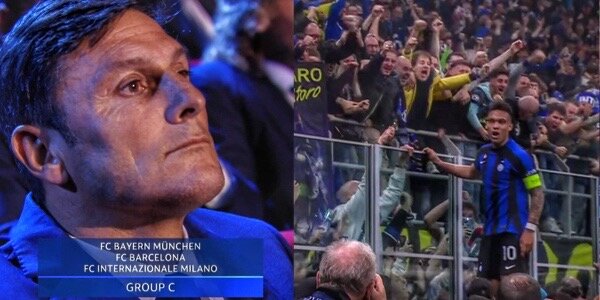 Zanetti durante i sorteggi e Lautaro in semifinale