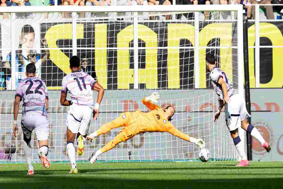 Il rigore trasformato da Orsolini, Inter-Bologna 2-2