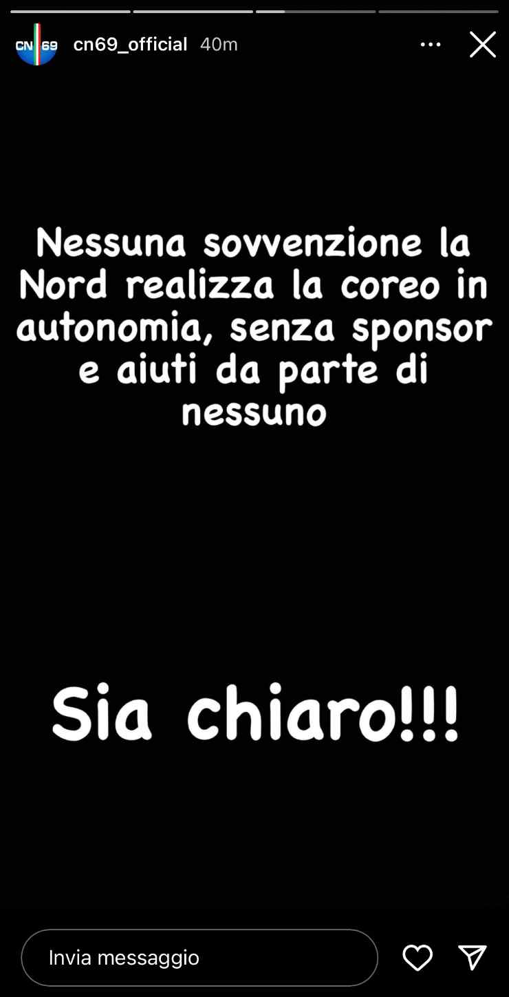 La smentita da parte della Curva Nord