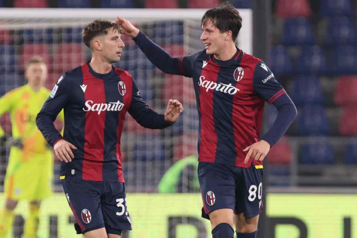 Fabbian esulta con il Bologna