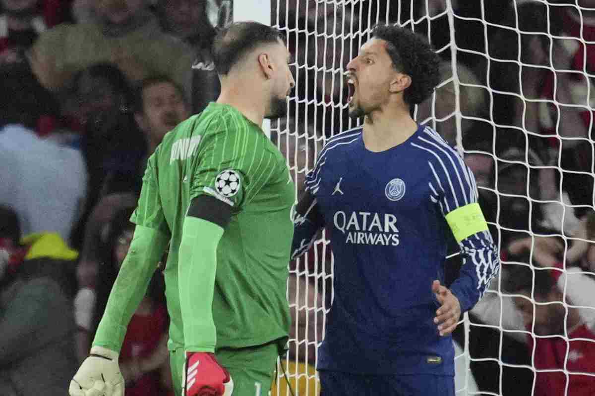 Donnarumma e Marquinhos esultano