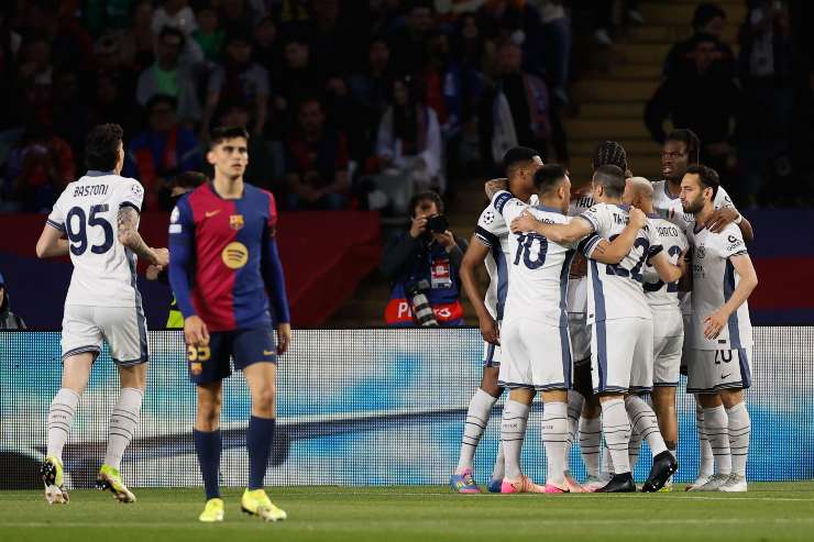 L'Inter a segno contro il Barcellona