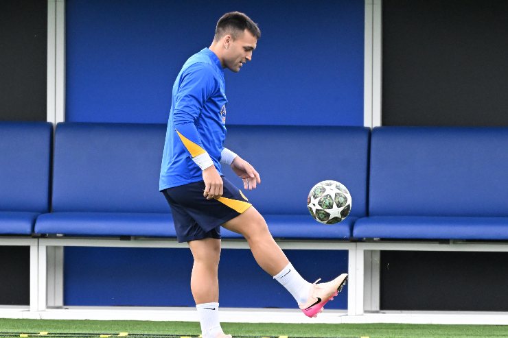 Lautaro Martinez in allenamento