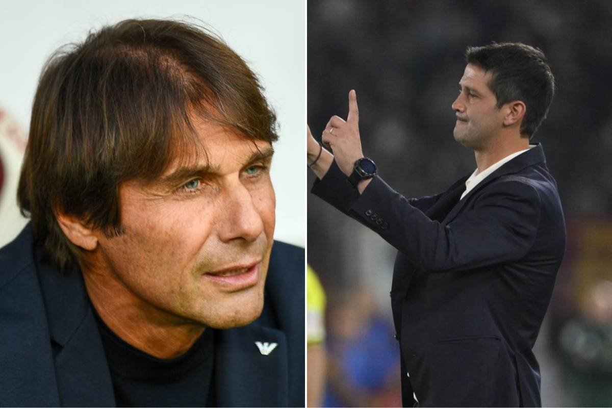 Antonio Conte e Cristian Chivu in campo prime delle partite della Serie A 2025