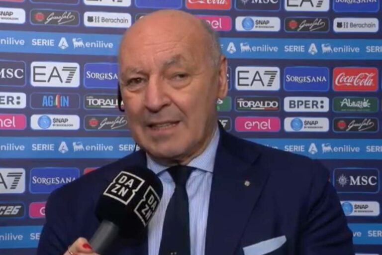 Giuseppe Marotta, dirigente dell’Inter, intervistato da DAZN dopo Napoli-Inter 2025, commenta l’episodio del rigore al Diego Armando Maradona.