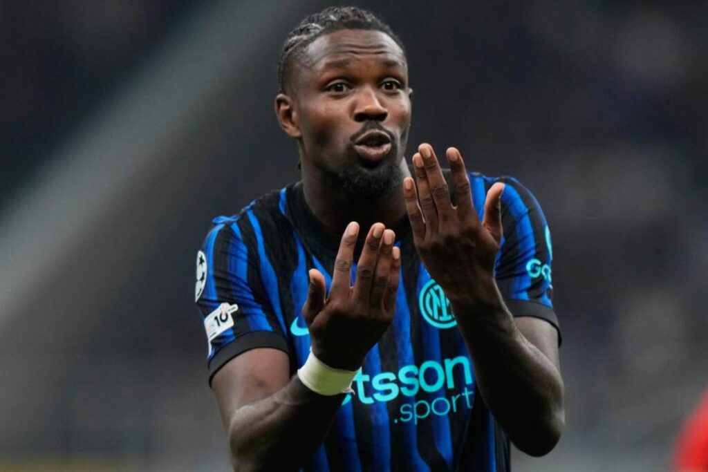 Marcus Thuram nella partita contro lo Slavia Praga di Champions League 2025