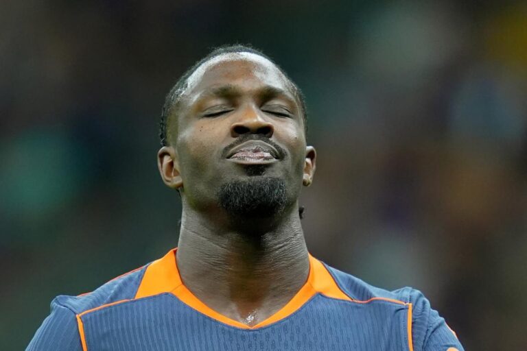 L'attaccante dell'Inter Marcus Thuram nel corso del match di campionato contro il Sassuolo