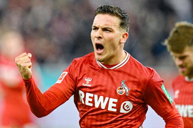 Said El-Ma’la esulta con la maglia del Colonia dopo un gol in Bundesliga 2025.