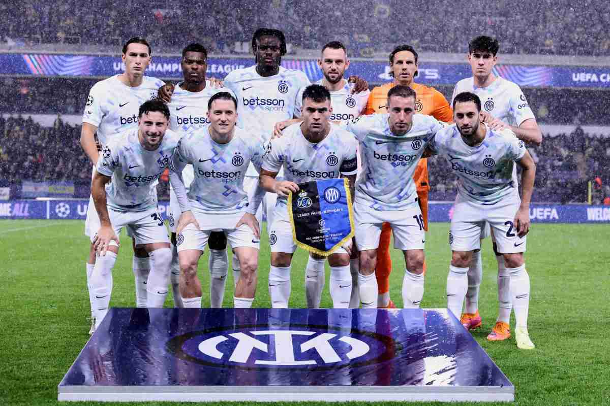 I giocatori dell'Inter in campo prima di una partita di Champions League