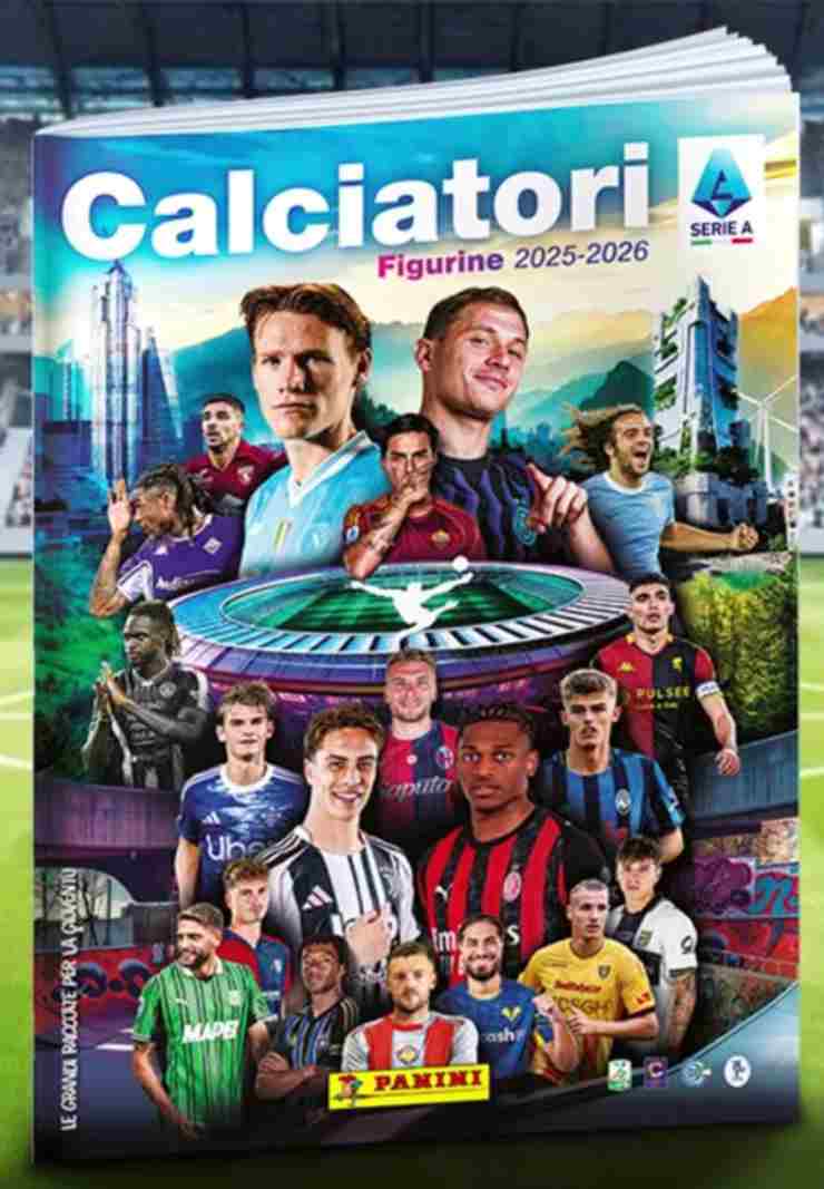 Copertina ufficiale dell’Album Calciatori Panini 2025-2026 con Nicolò Barella protagonista tra i volti principali.