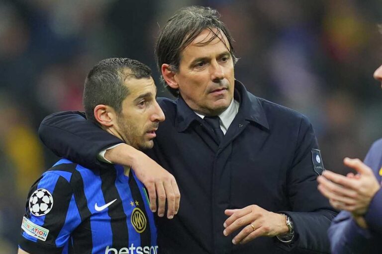 Mkhitaryan e Simone Inzaghi in primo piano