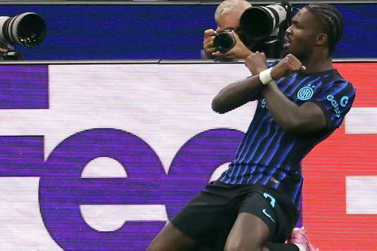 Marcu Thuram esulta in Champions League