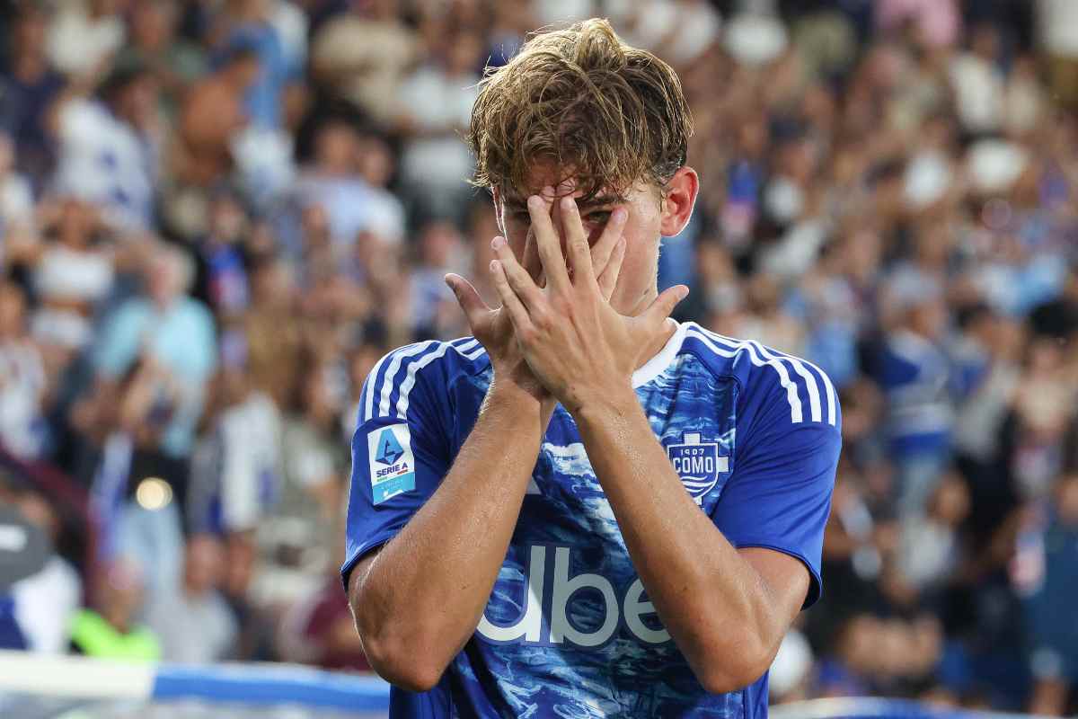 Nico Paz esulta dopo il gol alla Lazio in Como - Lazio