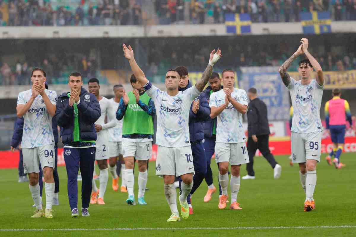 L'Inter festeggia dopo la partita