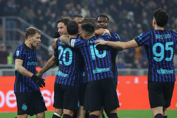 I calciatori dell'Inter in primo piano