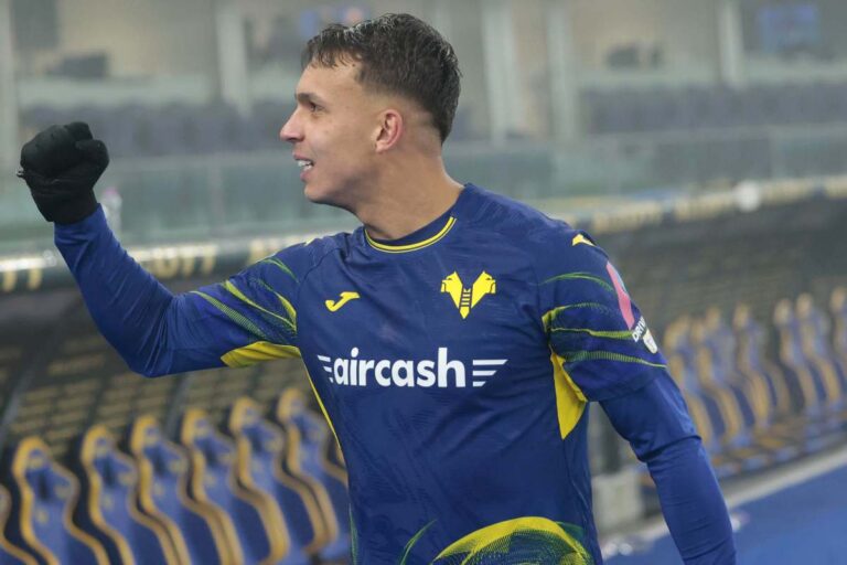 Giovane esulta con il Verona allo stadio Bentegodi