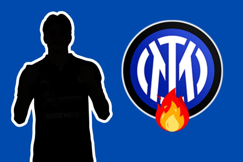 Giocatore misterizzato e logo Inter