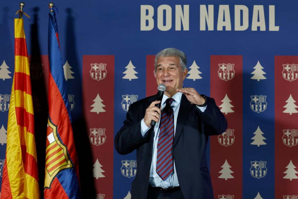 Laporta durante un discorso al Barcellona