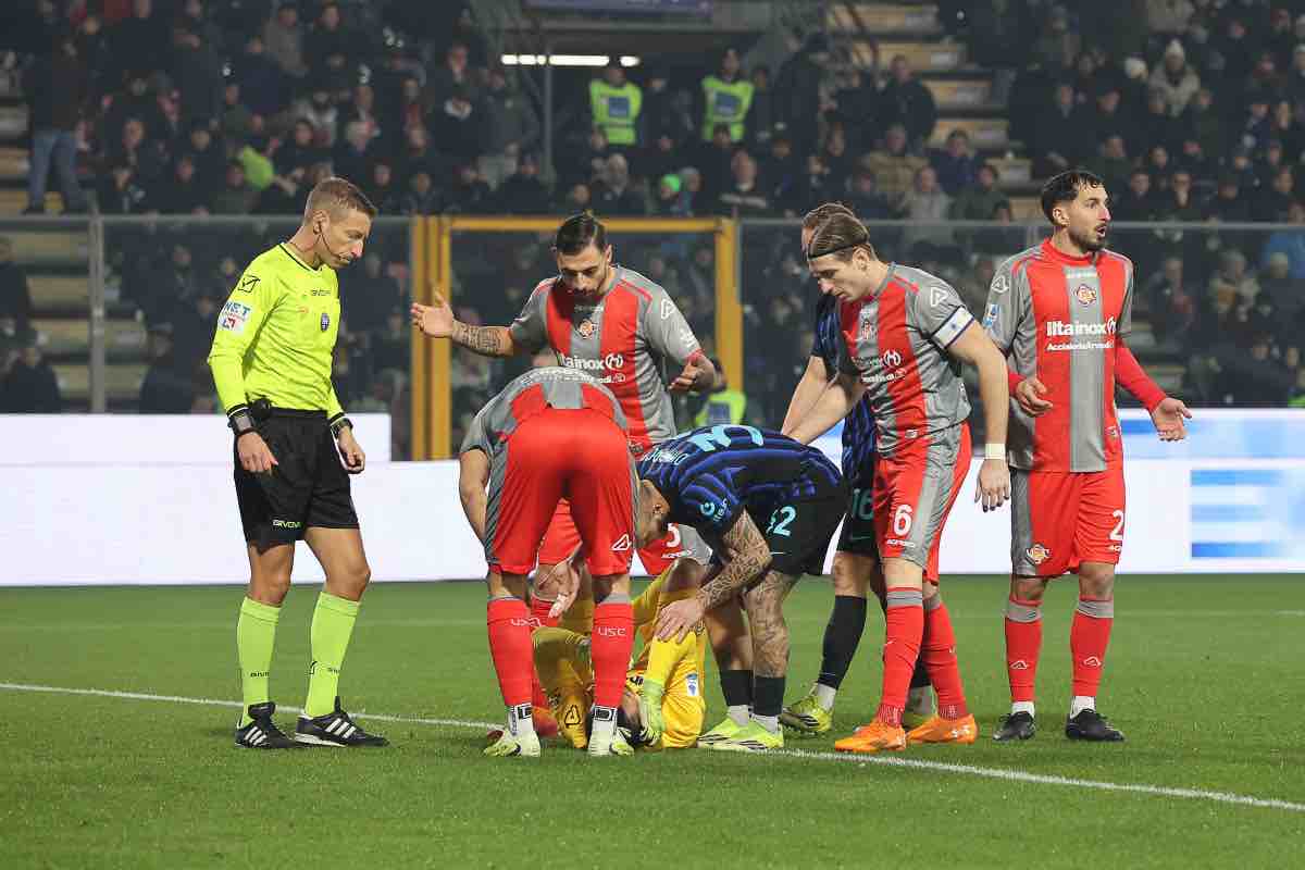 Audero a terra in Cremonese-Inter