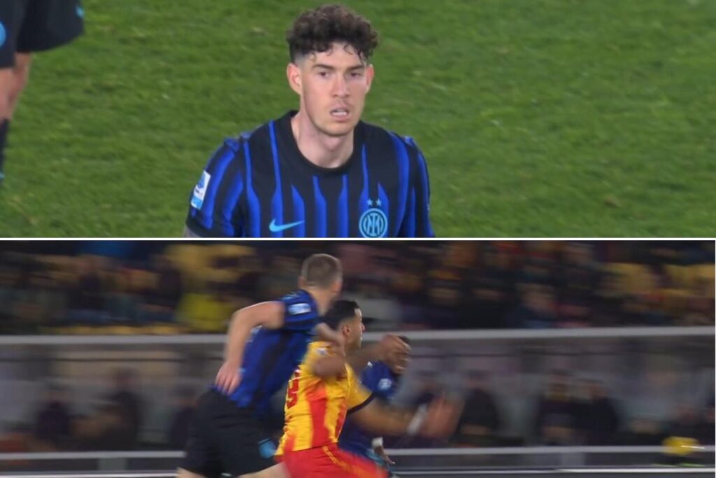 Collage con Bastoni, fischiato dai tifosi a Lecce, e la simulazione di Cheddira su De Vrij