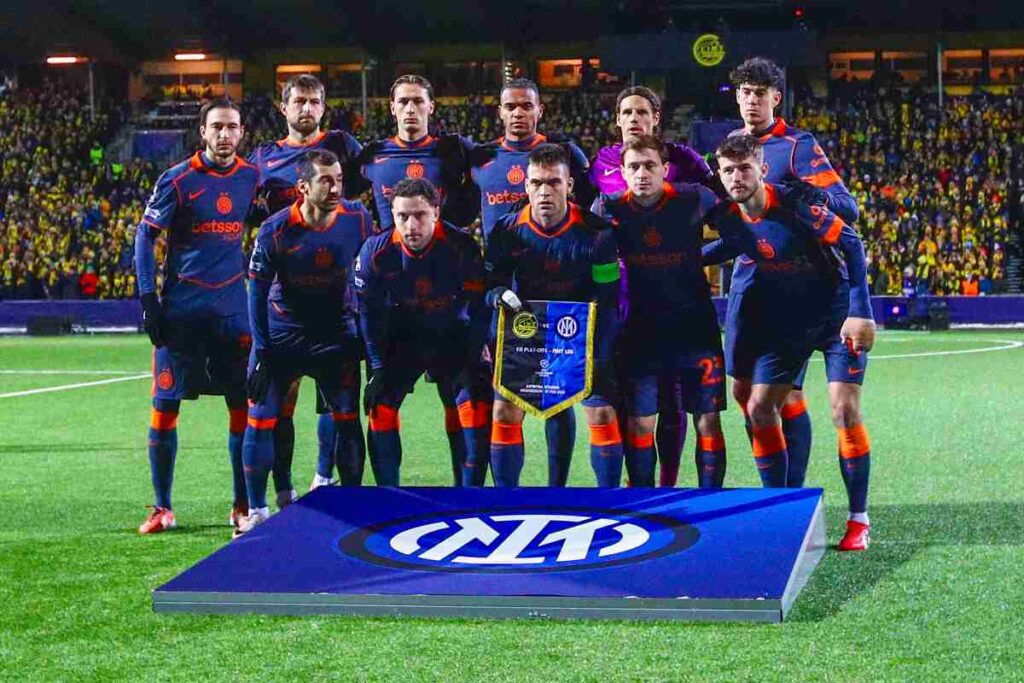 Gruppo dell'Inter prima di un match.