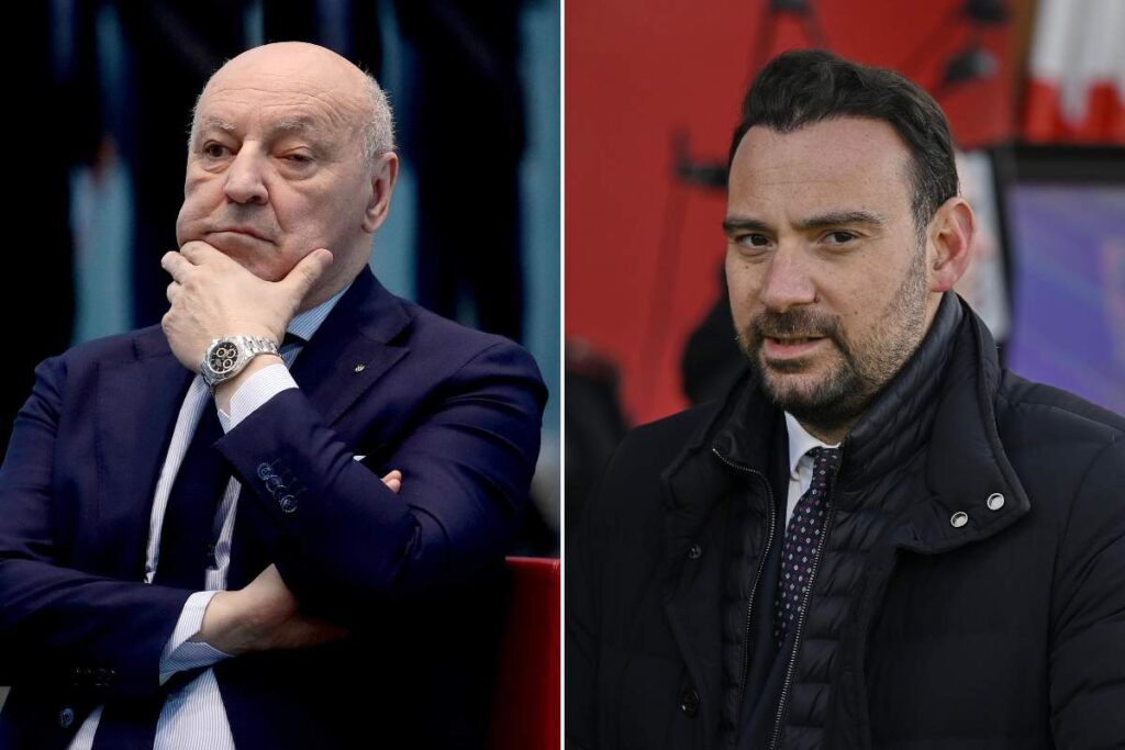 Collage con il presidente dell'Inter Marotta accanto al ds del Napoli Manna