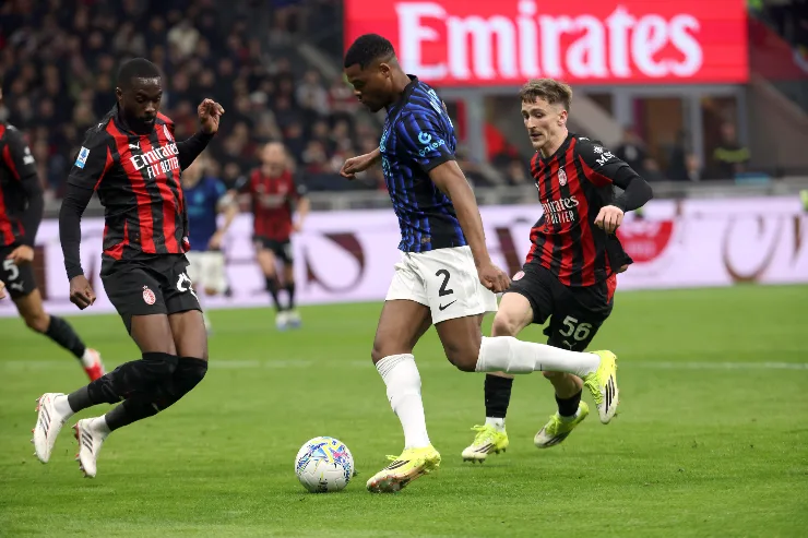 Dumfries in campo con l'inter nel derby contro il Mian