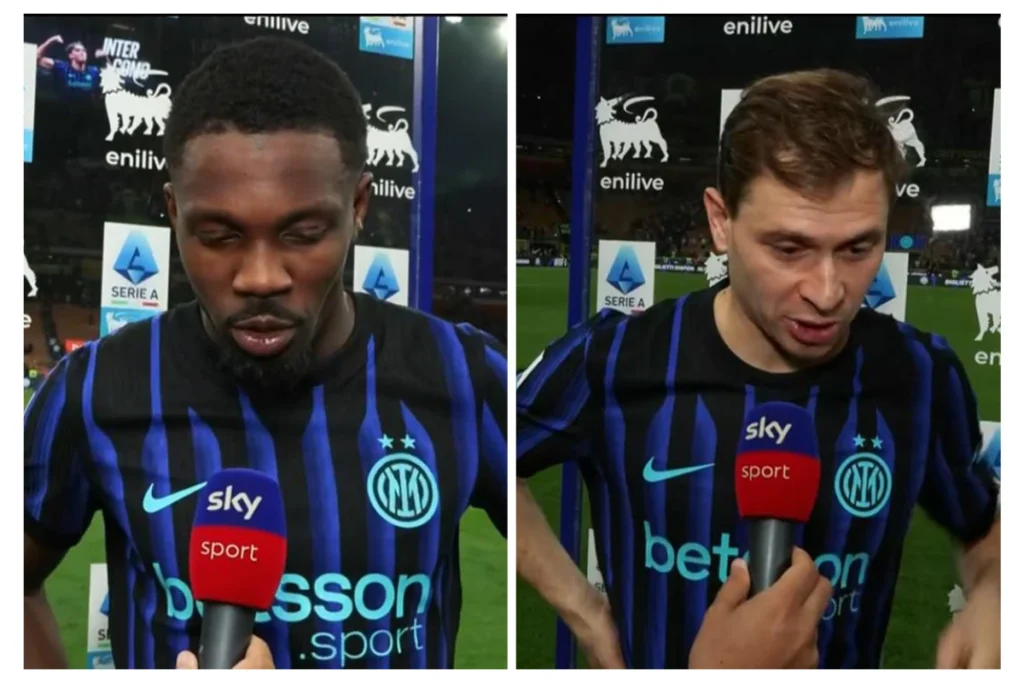 Thuram e Barella dopo Inter-Cagliari