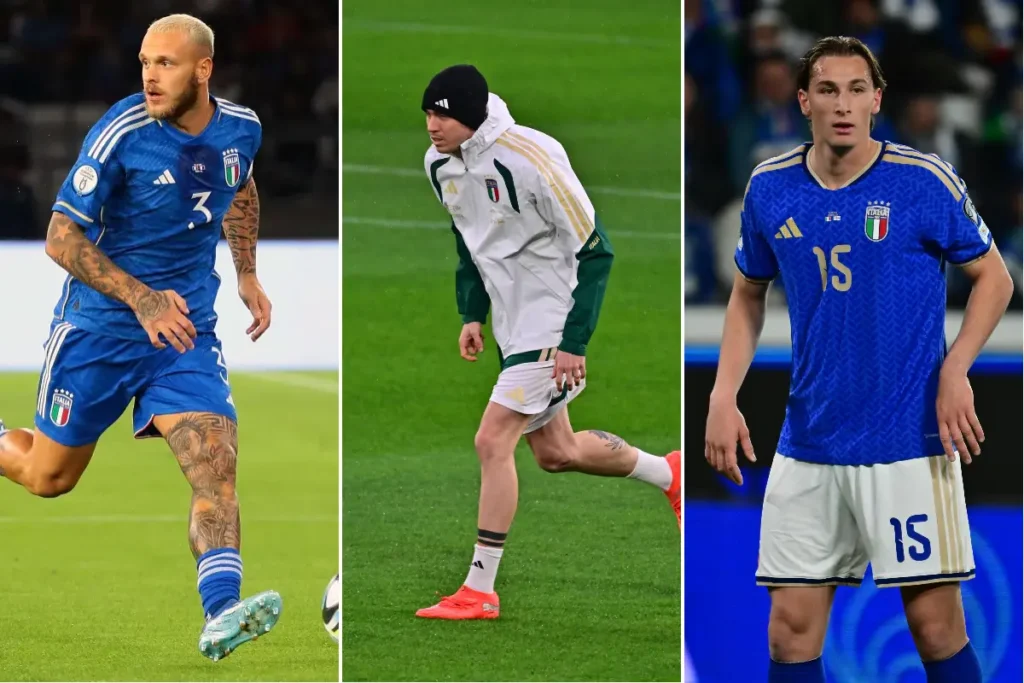 Dimarco, Bastoni e Pio Esposito con l'Italia