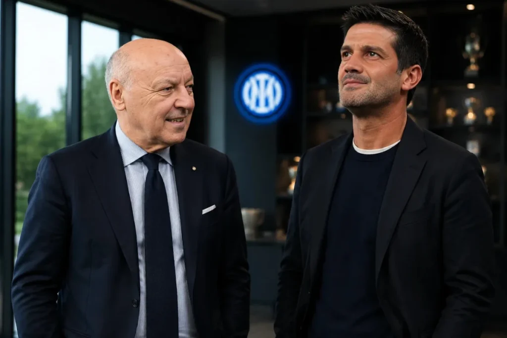 Beppe Marotta e Cristian Chivu a colloquio negli uffici dell'Inter