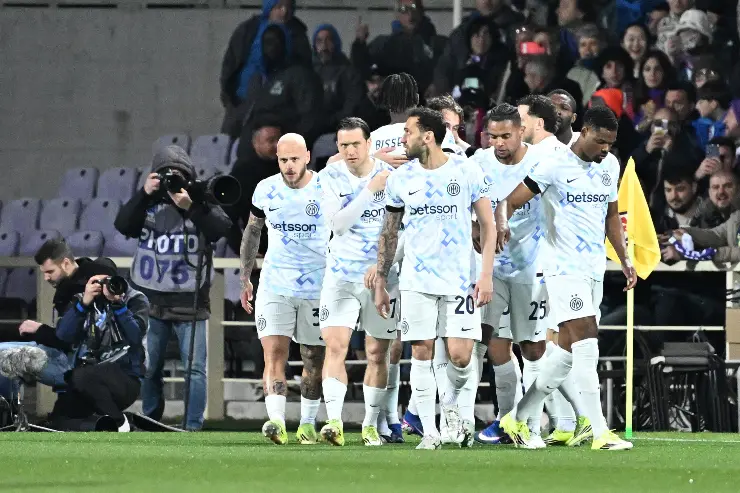 L'Inter esulta dopo un gol contro la Fiorentina